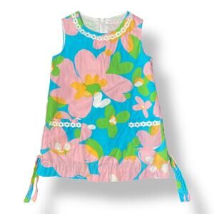 Lilly Pulitzer Girls Shirley Blue Mojo Shift Dress Size 2 Resort Beach Casual